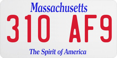 MA license plate 310AF9