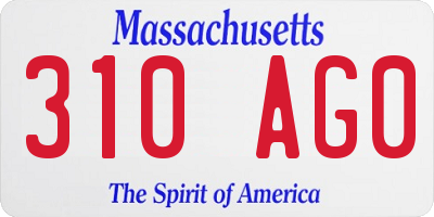 MA license plate 310AG0