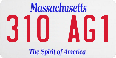 MA license plate 310AG1
