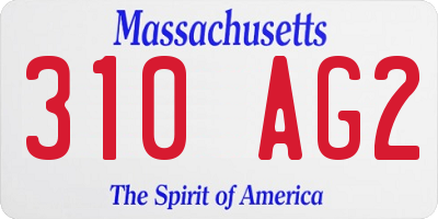 MA license plate 310AG2