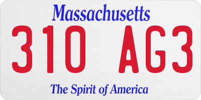 MA license plate 310AG3