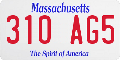MA license plate 310AG5