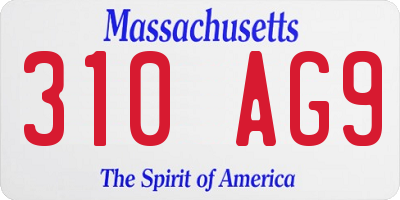 MA license plate 310AG9