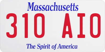 MA license plate 310AI0