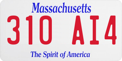 MA license plate 310AI4