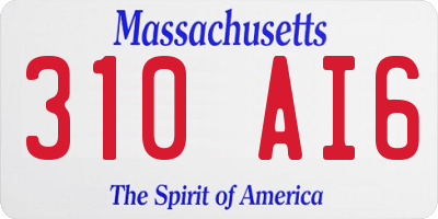 MA license plate 310AI6