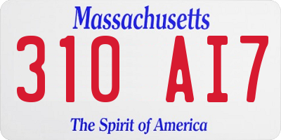 MA license plate 310AI7
