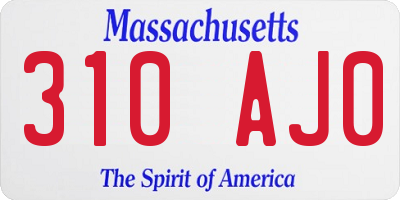 MA license plate 310AJ0