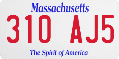 MA license plate 310AJ5