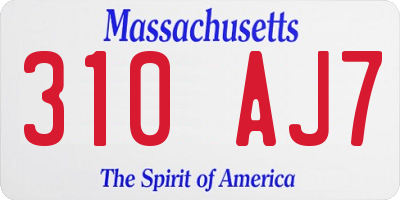 MA license plate 310AJ7