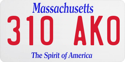MA license plate 310AK0