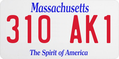 MA license plate 310AK1