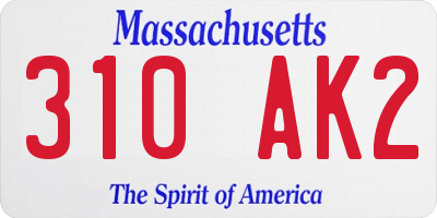 MA license plate 310AK2