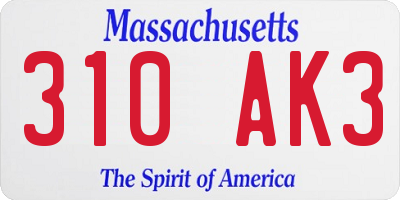 MA license plate 310AK3