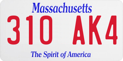 MA license plate 310AK4