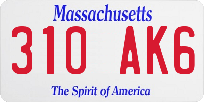 MA license plate 310AK6