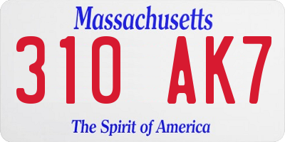 MA license plate 310AK7