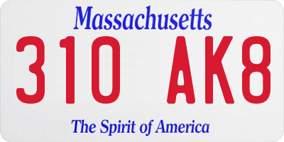 MA license plate 310AK8