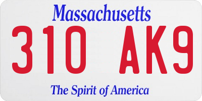 MA license plate 310AK9