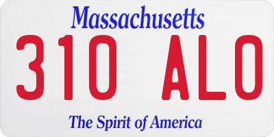 MA license plate 310AL0