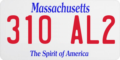MA license plate 310AL2