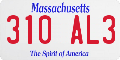 MA license plate 310AL3