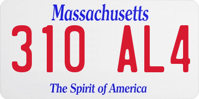 MA license plate 310AL4