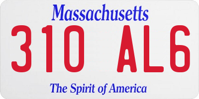 MA license plate 310AL6