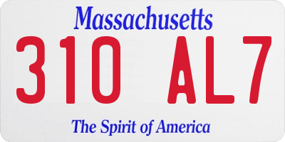 MA license plate 310AL7