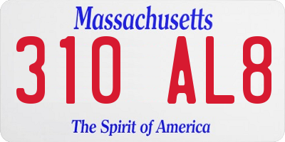 MA license plate 310AL8
