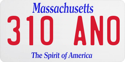 MA license plate 310AN0