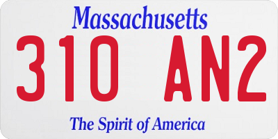 MA license plate 310AN2