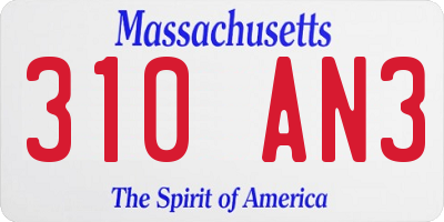 MA license plate 310AN3