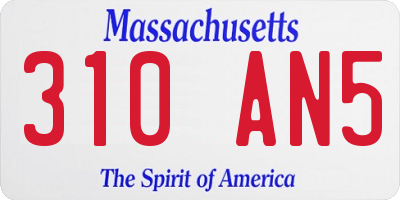 MA license plate 310AN5