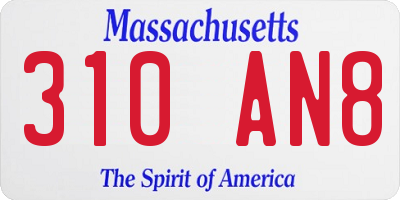 MA license plate 310AN8