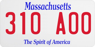 MA license plate 310AO0