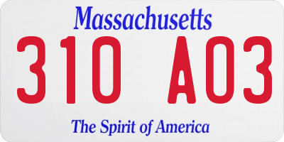 MA license plate 310AO3