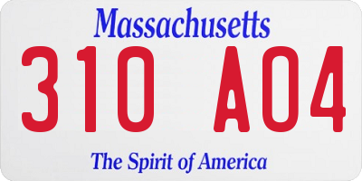 MA license plate 310AO4