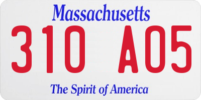 MA license plate 310AO5