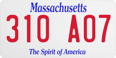 MA license plate 310AO7