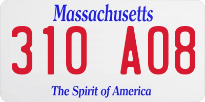 MA license plate 310AO8