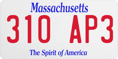 MA license plate 310AP3