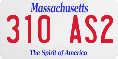 MA license plate 310AS2