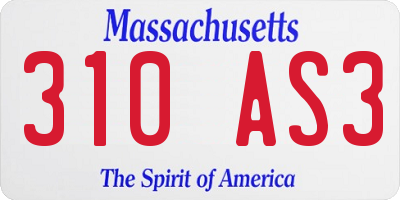 MA license plate 310AS3