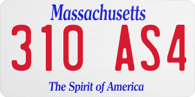 MA license plate 310AS4