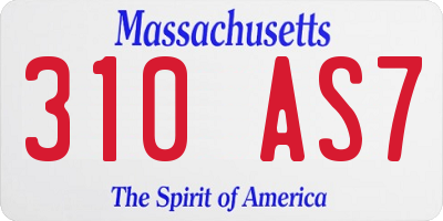 MA license plate 310AS7