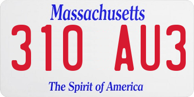 MA license plate 310AU3