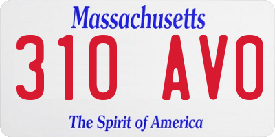 MA license plate 310AV0