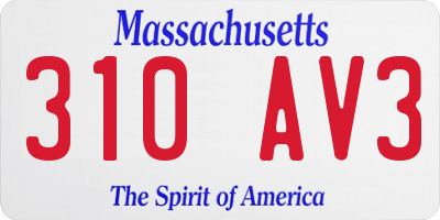 MA license plate 310AV3