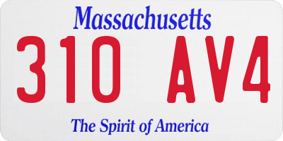 MA license plate 310AV4